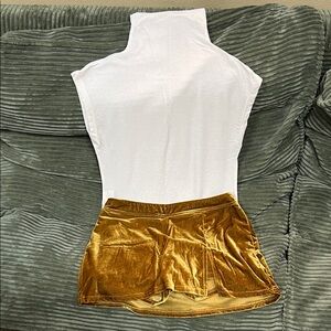 Urban Outfitters White Top and Gold Skirt Set